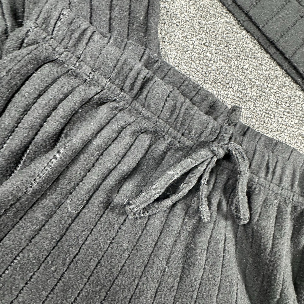 Black Unbranded Ribbed Warm Long Sleeve Jogger Pj Lounge Set Size Med - Picture 2 of 4